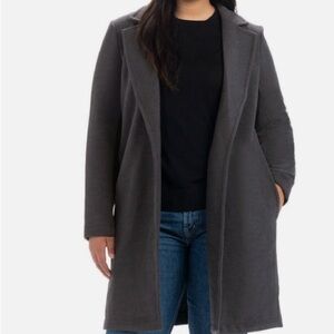 Hilary Radley women’s Charcoal Notch Collar long Coat charcoal size NWT